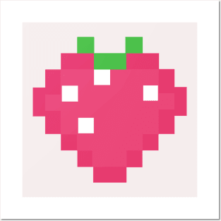 Strawberry pixel-art Posters and Art